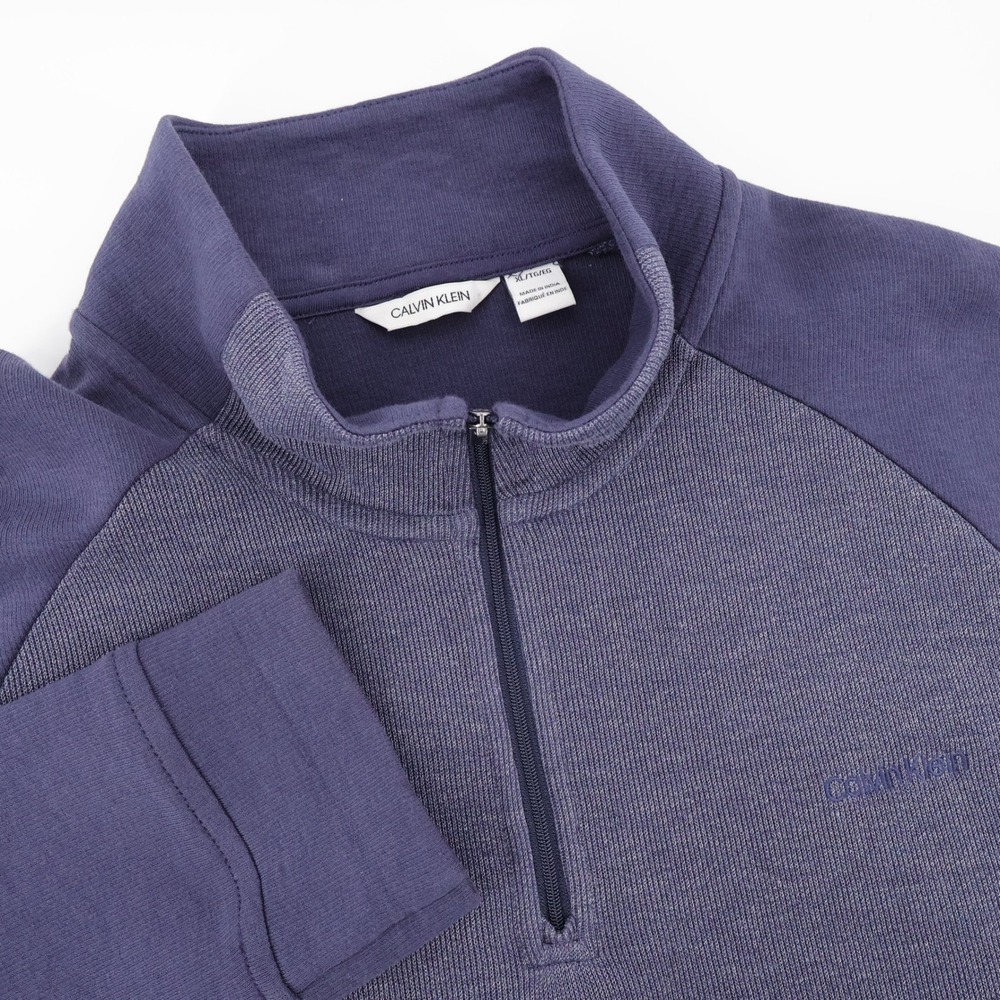 Calvin Klein Textured Quarter Zip Pullover Blue Long Sleeve Mens XL